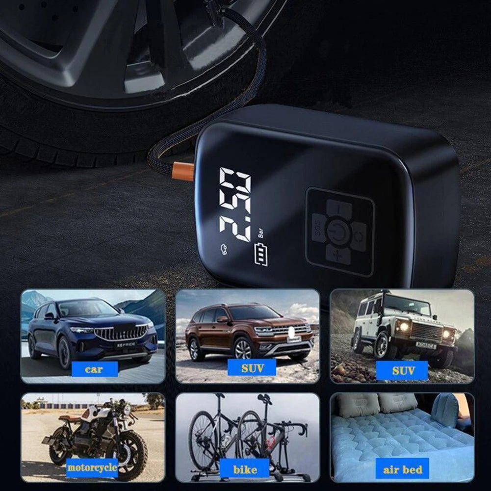 120W Cordless Car Tire Inflator Pump 150PSI Quick Inflation Portable Air Compressor Tire Pump For Motorcycle Bike Tire